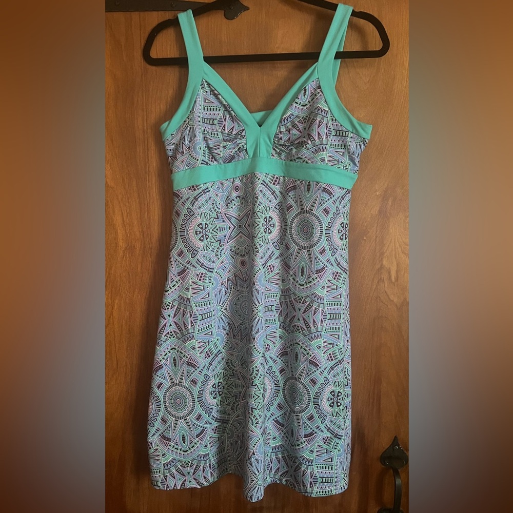 Teal multi color dress size M by Tehama